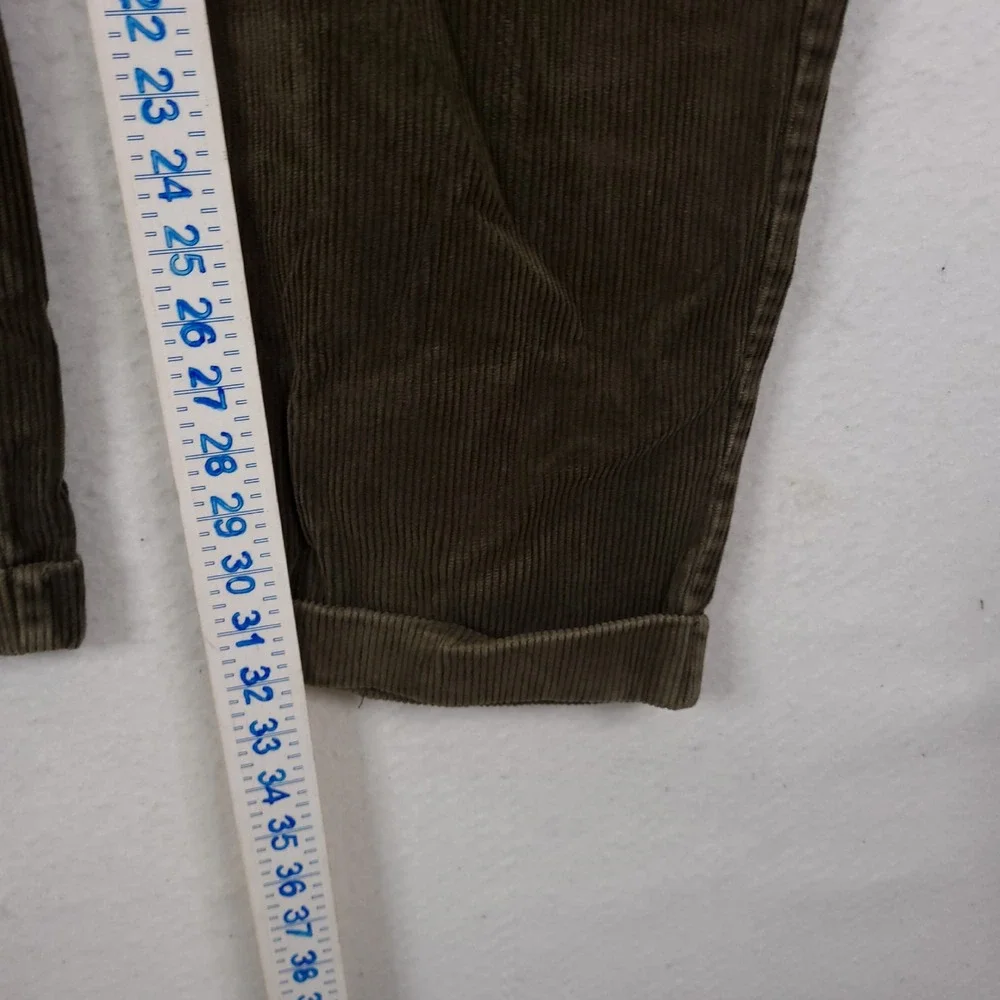 Gap Corduroy Pants Mens Relaxed Fit Pleated Olive 36x34 Fit 34x32 cuffed